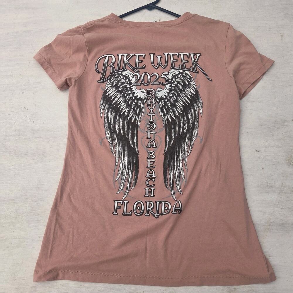 Daytona Beach Bike Week T Shirt Womens L Pink V Neck Short Sleeve 2025
